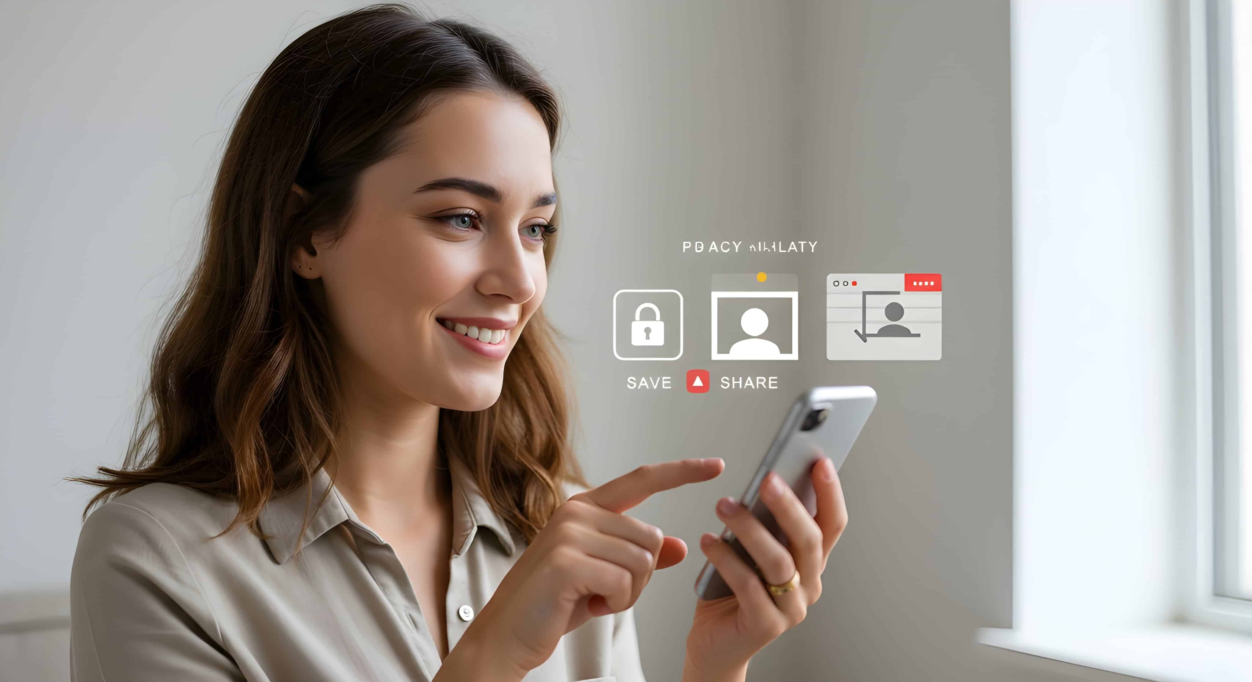 Woman reviewing private wellness log with EveCycle device beside her, in a calm, private home setting — supporting personal comfort and visual self-tracking. 